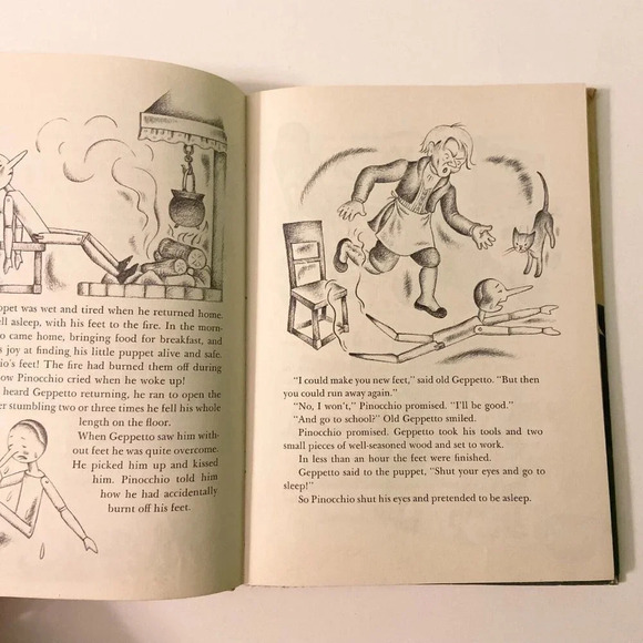 Vintage 1953 Adventures of Robin Hood and Pinocchio  Double Sided Book Hardcover - Picture 10 of 16
